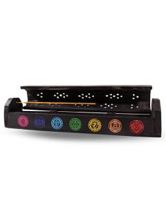 Wooden Incense Box 7 Chakra Black 30cm