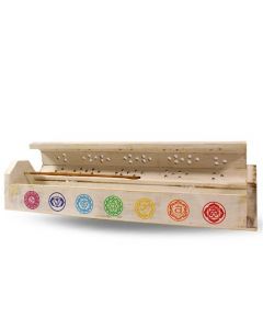 Wooden incense box 7 chakra white