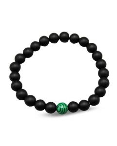 Bracelete Zwart Met Groene Steen