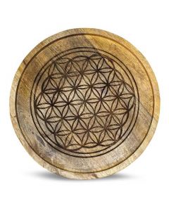 Mangohout Kristalraster Flower of Life gravering 30 cm