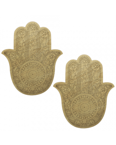 Houten Gravure Hamsa Hand 30x25cm Set van 2 stuks